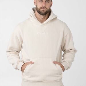 Comfrt Signature Fit Hoodie Bone Beige Unisex Size Large EUC